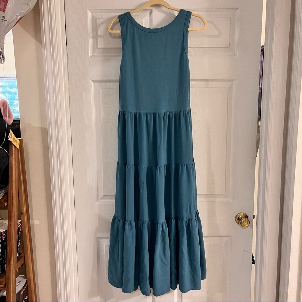 Soft Surroundings sleeveless tiered maxi dress soft blue women’s medium - Picture 2 of 4
